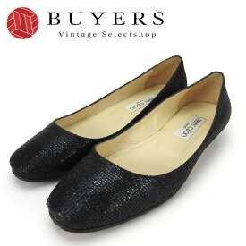 【中古】 ジミーチュウ パンプス 36 1/2 グリッターキャンバス ブラック ローヒール 約23.5cm レディース 女性 JIMMY CHOO