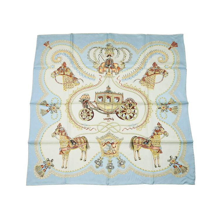 楽天市場】【中古】 エルメス スカーフ カレ90 シルク ライトブルー  