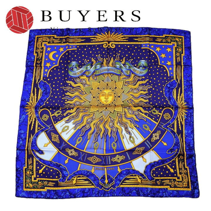 楽天市場】【中古】 エルメス スカーフ カレ90 シルク ブルー ゴールド 