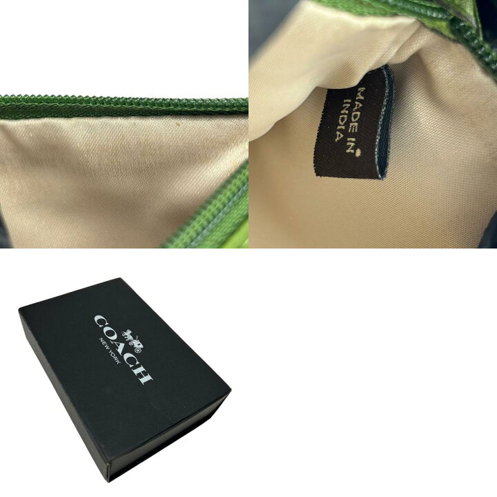 楽天市場】【中古】 コーチ ポーチ レザー グリーン シルバー金具 