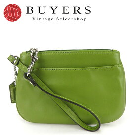 【中古】 コーチ ポーチ レザー グリーン シルバー金具 アクセサリーポーチ マルチケース レディース 女性 COACH