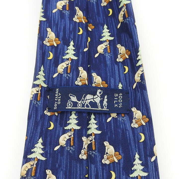 楽天市場】【中古】 エルメス ネクタイ シルク ネイビー ビーバー 