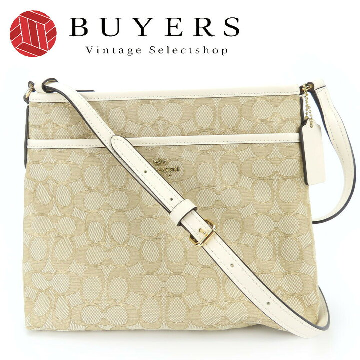 COACH コーチ シグネチャー ベージュ キャメル シルバー金具 