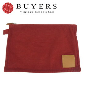 【中古】 エルメス ポーチ ボラボラ コットン レザー ボルドー えんじ シルバー金具 フラット マルチポーチ 小物 レディース 女性 HERMES