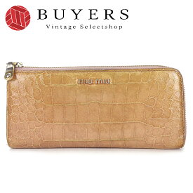 【10%OFF!!楽天スーパーSALE!!】【中古】 ミュウミュウ L字ファスナー 長財布 クロコ型押し 5M1183 レザー 革 ブラウン 女性 レディース MIU MIU L-shaped zipper long wallet Brown