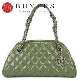 【中古】シャネル チェーンハンドバッグ マドモアゼル ココマーク グリーン CHANEL GREEN 緑色 14番台 エナメル シルバー金具 レディース 女性 Chain Hand Bag Shoulder Bag Coco