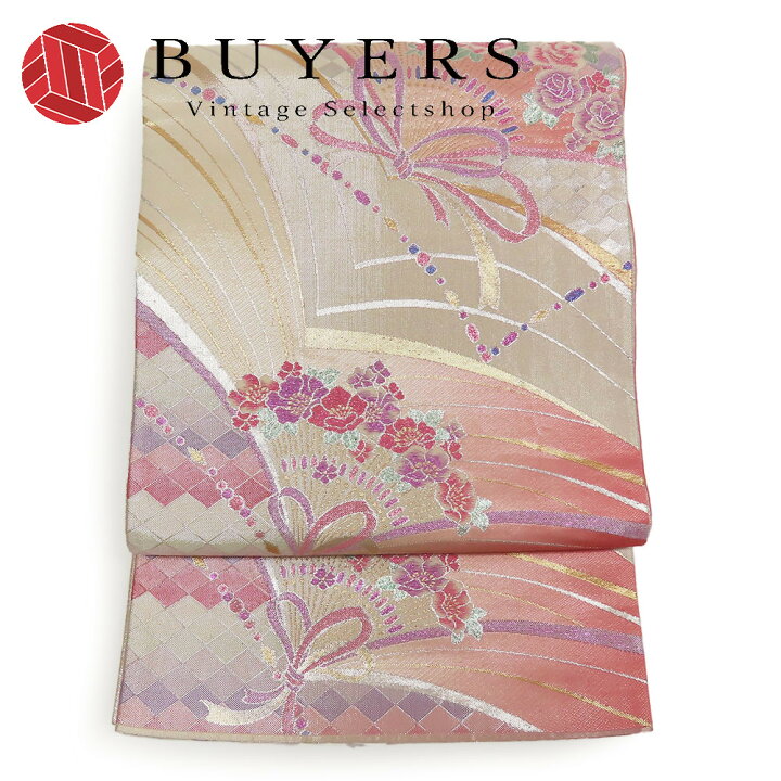 楽天市場】【中古】 袋帯 正絹(金銀糸除く) ピンク ゴールド シルバー 