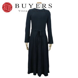 【中古】 ワンピース FOVL ニットワンピース M アクリル ブラック ウエストリボン 袖スリット アパレル レディース 女性