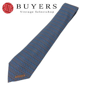 【中古】 エルメス ネクタイ トヨタ限定品 シルク ブルー系 ブラウン スーツ ビジネス アパレル メンズ 男性 HERMES