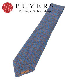 【中古】 エルメス ネクタイ トヨタ限定品 シルク ブルー系 ブラウン スーツ ビジネス アパレル メンズ 男性 HERMES