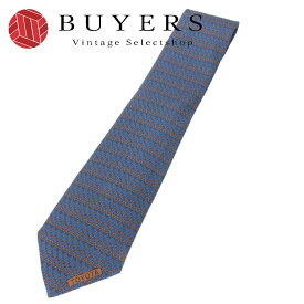 【中古】 エルメス ネクタイ トヨタ限定品 シルク ブルー系 ブラウン スーツ ビジネス アパレル メンズ 男性 HERMES