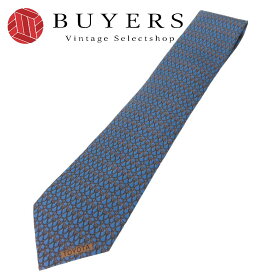 【中古】 エルメス ネクタイ トヨタ限定品 シルク ブルー系 ブラウン スーツ ビジネス アパレル メンズ 男性 HERMES