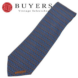 【中古】 エルメス ネクタイ トヨタ限定品 シルク ブルー系 ブラウン スーツ ビジネス アパレル メンズ 男性 HERMES