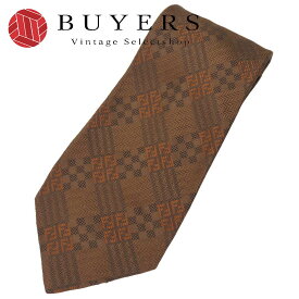 【中古】 フェンディ ネクタイ シルク ブラウン系 総柄 スーツ アパレル メンズ 男性 FENDI