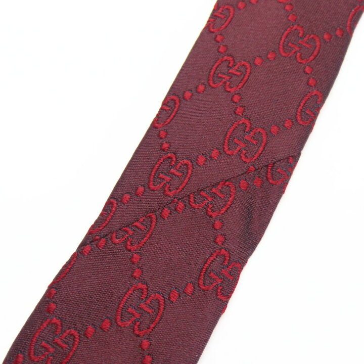 楽天市場】【中古】 グッチ ネクタイ GG シルク レッド ボルドー 