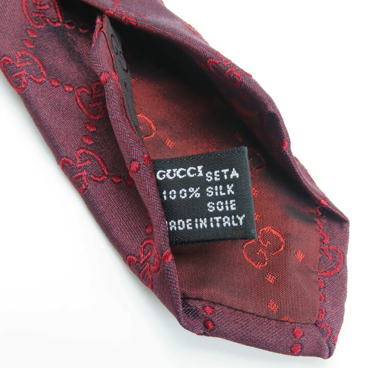 楽天市場】【中古】 グッチ ネクタイ GG シルク レッド ボルドー 
