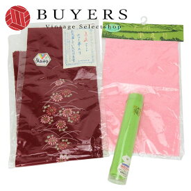 【中古】未使用展示品 和装小物 カラー半衿 ちりめん ポリエステル レーヨン えんじ ピンク ライトグリーン 3枚セット 刺繍半衿 小物 和装 呉服 和服 きもの レディース 女性