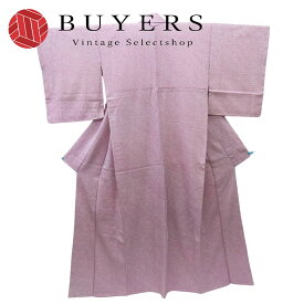 【中古】 小紋 総絞り 正絹(金銀糸除く) 藤色 和装 呉服 和服 きもの レディース 女性