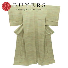 【中古】 色無地 叩き染め 正絹(金銀糸除く) カーキ系 モダン 渋格好良い お洒落 和装 呉服 和服 きもの レディース 女性