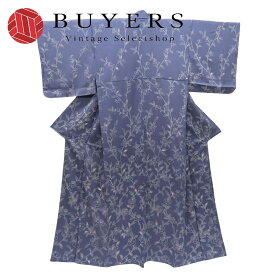 【中古】 小紋 正絹(金銀糸除く) くすみ紫 モダン 渋可愛い お洒落 和装 呉服 和服 きもの レディース 女性