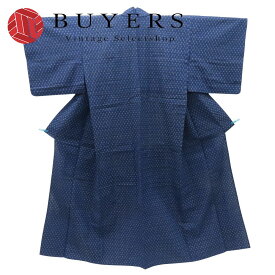 【中古】 浴衣 綿 ネイビー 先染め 和装 呉服 和服 きもの レディース 女性