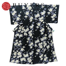 【中古】 浴衣 綿 ブラック 松田聖子 バラ SEIKO MATSUDA 和装 呉服 和服 きもの レディース 女性