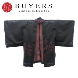 【中古】 羽織 正絹 黒 赤 おしゃれ 夏 紗 和装 呉服 和服 きもの レディース 女性