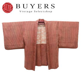 【中古】 羽織 正絹 赤色 ピンク 総柄 おしゃれ 和装 呉服 和服 きもの レディース 女性
