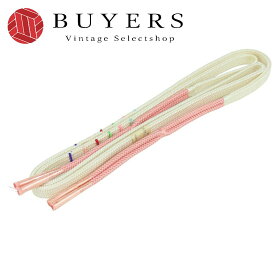 【中古】未使用保管品 帯締め 正絹 ホワイト ピンク 平組紐 カラフル 小物 和装 呉服 和服 きもの レディース 女性