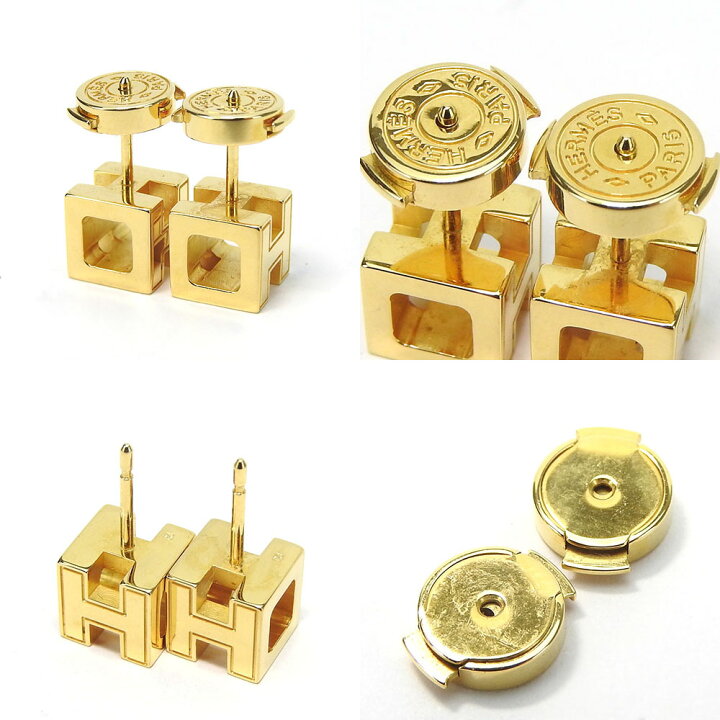 楽天市場】【中古】エルメス ピアス カージュ ド アッシュ Hキューブ 