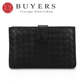 【中古】ボッテガヴェネタ 二つ折り財布 BOTTEGA VENETA 121060 V0013 1000 イントレチャート ラム 編み込み 小物 ユニセックス メンズ レディース ブラック 黒 Intrecciato Leather Black