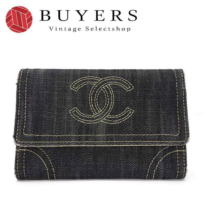 楽天市場】○CHANEL シャネル 二つ折り財布 デニム 10番台 ココマーク 