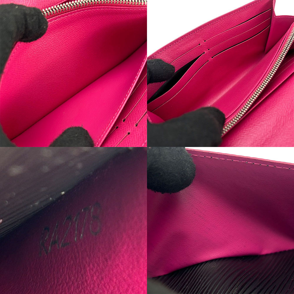 ルイヴィトン 二つ折り長財布 ポルトフォイユ・サラ M64322 エピ ノワール ブラック ホットピンク 普段使い 小物 女性 レディース LV ロゴ LOUIS VUITTON Long Wallet Epi Leather Noir Pink