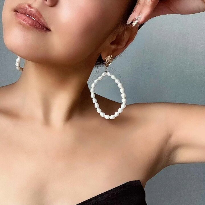 楽天市場】emouv by est パールビッグフープピアス ピアス ゴールド 