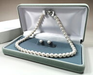 【限定品】日本製国産特Aランク最上選別特級本貝パールネックレスセット イヤリングピアス8mm花珠級 (フ…