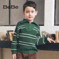【半額】BeBe ハーフジップ ボーダーニット プルオーバー (100~160cm) 子供服 子ども服 男の子 キッズ ギ…