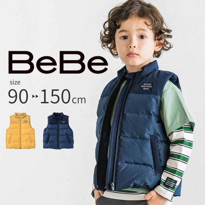 楽天市場】【30%OFF】BeBe タフタ×ツイル切り替え ハイネック ダウン 