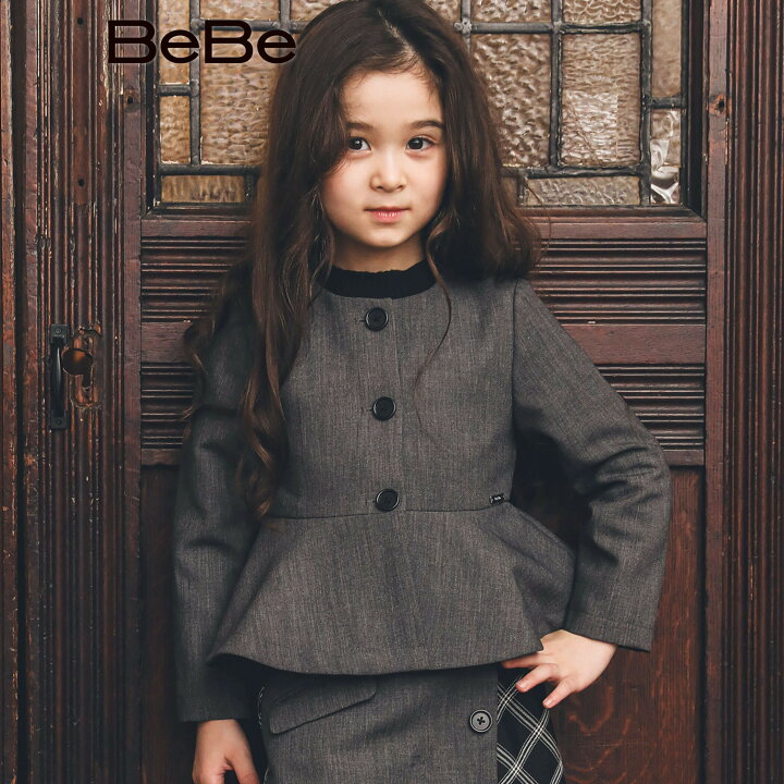 楽天市場】【半額】BeBe ウール調 ペプラムフリル ノーカラー 