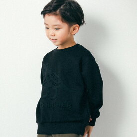 【60%OFFセール】BeBe Petits Pois Vert（べべ・プチポワヴェール）子供服　トレーナー　恐竜　Tシャツ　長袖　ロングTシャツ「ポンチ恐竜エンボストレーナー(95~150cm)」子供服 子ども服 男の子 女の子　キッズ　ジュニア　95　100　110　120　130　140　150