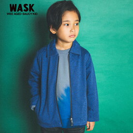 【50%OFFセール】WASK（ワスク）「【お揃い】音波柄ビッグカラーニットジャガードジャケット(100~160cm)」子供服 子ども服 男の子 女の子
