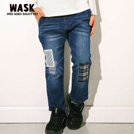 【50%OFFセール】WASK（ワスク）「異素材パッチワークデニムパンツ(100~160cm)」子供服 子ども服 男の子 女の子