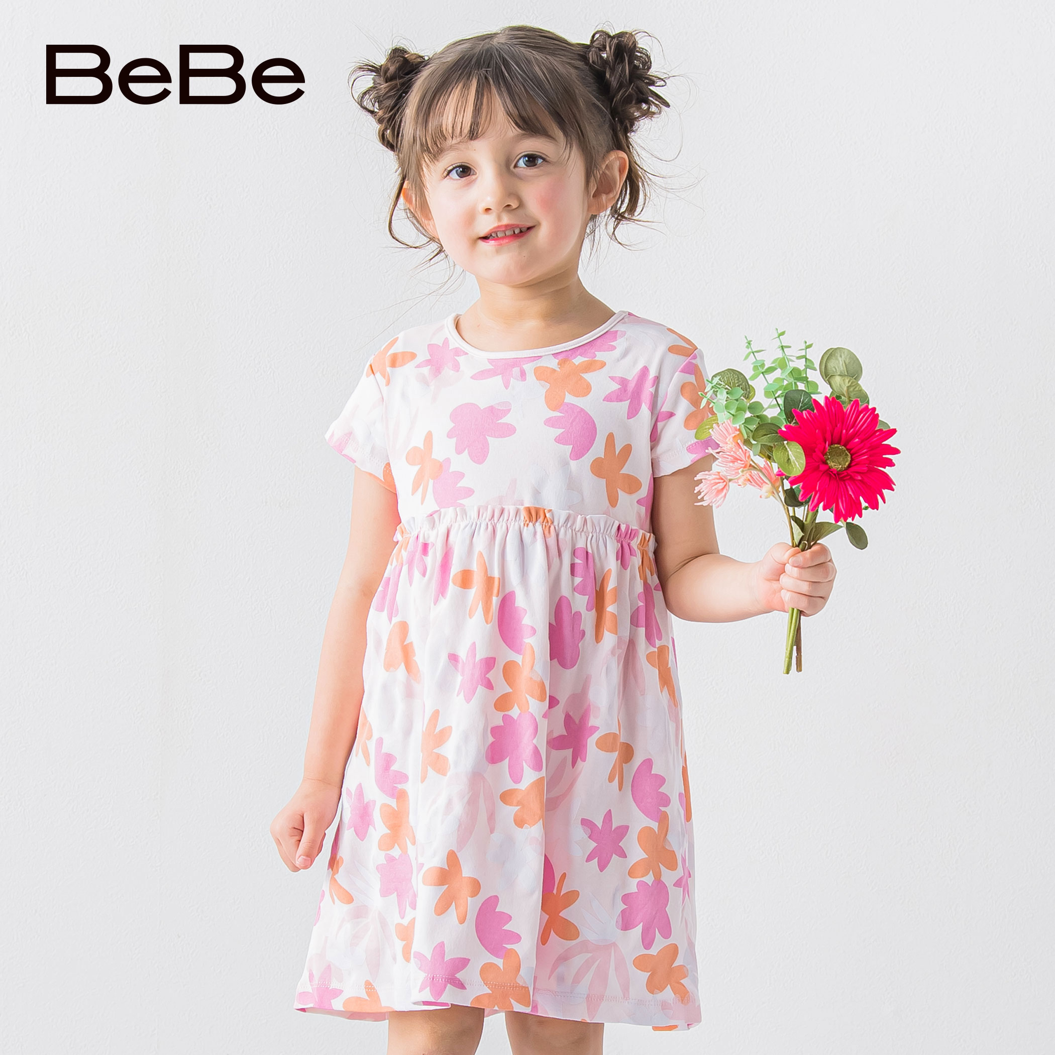 楽天市場】BeBe「アートフラワープリントワンピース(90~140cm)」子供服