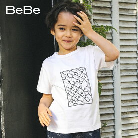 【60%OFFセール】BeBe「ロゴモチーフTシャツ(90~150cm)」子供服 子ども服 男の子 女の子