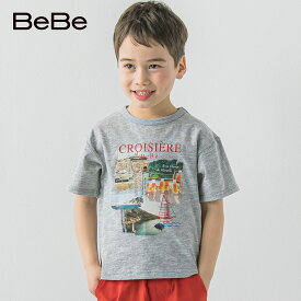 【60%OFFセール】BeBe「スラブ天竺フォトプリントTシャツ(90~150cm)」子供服 子ども服 男の子 女の子