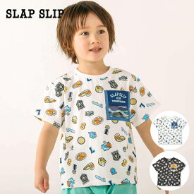 【60%OFFセール】SLAP SLIP（スラップスリップ）「スポーツワッペン総柄プリント半袖Tシャツ(90~130cm)」子供服 子ども服 男の子 女の子