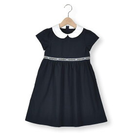 【20％OFF/SSセール】BeBe（べべ）【日本製】丸襟 スモッキング ブロードワンピース (80~140cm) 子供服 子ども服 女の子 80 90 100 110 120 130 140 ワンピース キッズ ギフト ブランド 半袖 襟付き ドレス フォーマル 結婚式 発表会 女の子 無地 スモッキング 刺繍