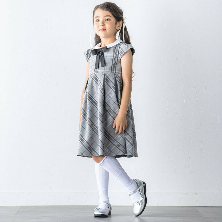 楽天市場】BeBe（べべ）リボンタイ付き チェック ワンピース + ボレロ 
