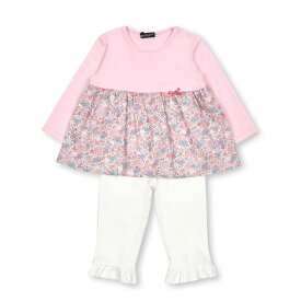 【10％OFFタイムセール】BeBe（べべ）「花柄チュニック+パンツセット(80~90cm)」子供服 子ども服 男の子 女の子