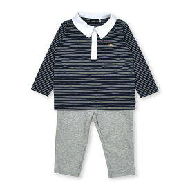 【10％OFFタイムセール】BeBe（べべ）「ボーダーポロシャツ+パンツセット(80~90cm)」子供服 子ども服 男の子 女の子