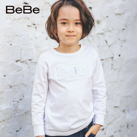 【20％OFFタイムセール】BeBe（べべ）「ハイゲージ天竺立体刺しゅうロゴTシャツ(90~150cm)」子供服 子ども服 男の子 女の子